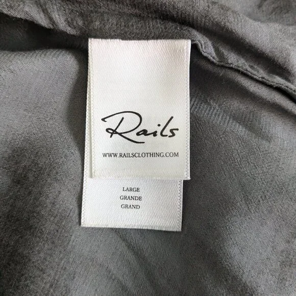 Rails Blouse Women's Large Slate Hillary Crossover Snap Tie-Dye Long Sleeve Top - Picture 7 of 16